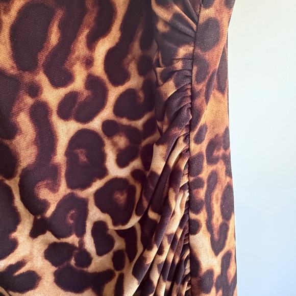 Lauren Ralph Lauren Animal print Stretch Ruching Flattering Cocktail Dress Sz.14 - Picture 5 of 9